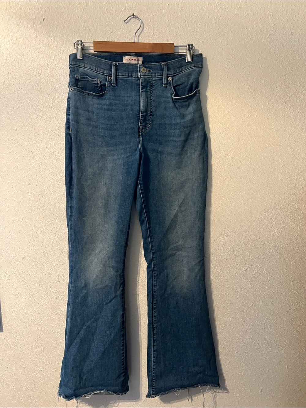 Lucky Brand Stevie High Rise Flare Medium Blue Flare Jeans Stretch 12/31R